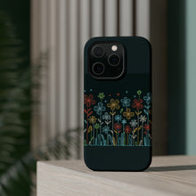 DistinctInk Tough Case for Apple iPhone, Compatible with MagSafe Charging - "Blooming Elegance: Vibrant Flowers Against Darkness"