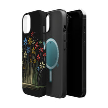 DistinctInk Tough Case for Apple iPhone, Compatible with MagSafe Charging - Bursting Life: Vibrant Cartoon Spring Flowers