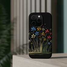 DistinctInk Tough Case for Apple iPhone, Compatible with MagSafe Charging - Bursting Life: Vibrant Cartoon Spring Flowers