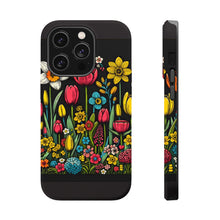 DistinctInk Tough Case for Apple iPhone, Compatible with MagSafe Charging - "Blooming Delights: Colorful Spring Flower Patterns"