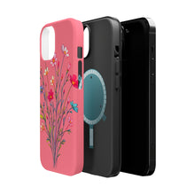 DistinctInk Tough Case for Apple iPhone, Compatible with MagSafe Charging - "Blossoming Beauty: Animated Delicate Spring Flowers"