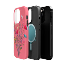 DistinctInk Tough Case for Apple iPhone, Compatible with MagSafe Charging - "Blossoming Beauty: Animated Delicate Spring Flowers"