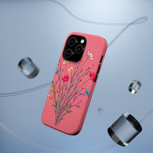 DistinctInk Tough Case for Apple iPhone, Compatible with MagSafe Charging - "Blossoming Beauty: Animated Delicate Spring Flowers"