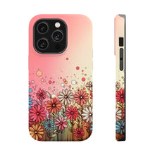 DistinctInk Tough Case for Apple iPhone, Compatible with MagSafe Charging - "Blooming Colors: A Cartoon Spring Spectacle"