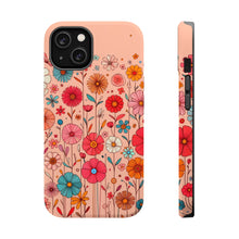 DistinctInk Tough Case for Apple iPhone, Compatible with MagSafe Charging - "Vibrant Minimalist Cartoon Flowers in Bloom"