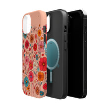 DistinctInk Tough Case for Apple iPhone, Compatible with MagSafe Charging - "Vibrant Minimalist Cartoon Flowers in Bloom"