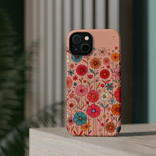 DistinctInk Tough Case for Apple iPhone, Compatible with MagSafe Charging - "Vibrant Minimalist Cartoon Flowers in Bloom"