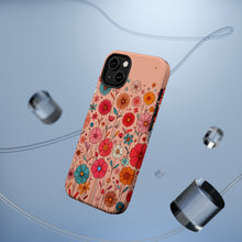 DistinctInk Tough Case for Apple iPhone, Compatible with MagSafe Charging - "Vibrant Minimalist Cartoon Flowers in Bloom"