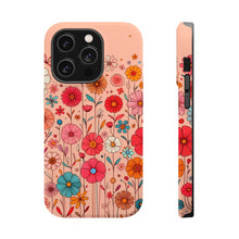 DistinctInk Tough Case for Apple iPhone, Compatible with MagSafe Charging - "Vibrant Minimalist Cartoon Flowers in Bloom"