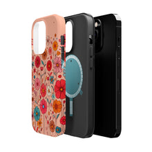 DistinctInk Tough Case for Apple iPhone, Compatible with MagSafe Charging - "Vibrant Minimalist Cartoon Flowers in Bloom"