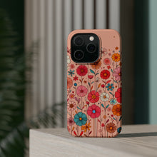 DistinctInk Tough Case for Apple iPhone, Compatible with MagSafe Charging - "Vibrant Minimalist Cartoon Flowers in Bloom"