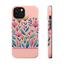 DistinctInk Tough Case for Apple iPhone, Compatible with MagSafe Charging - "Blossoming Spring: Vibrant Hand-Drawn Floral Delight"