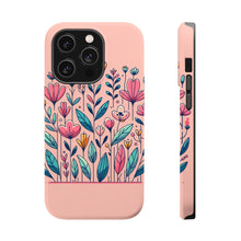DistinctInk Tough Case for Apple iPhone, Compatible with MagSafe Charging - "Blossoming Spring: Vibrant Hand-Drawn Floral Delight"