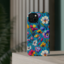 DistinctInk Tough Case for Apple iPhone, Compatible with MagSafe Charging - "Spring Blossoms: Vibrant, Minimalistic Floral Pattern"