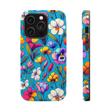 DistinctInk Tough Case for Apple iPhone, Compatible with MagSafe Charging - "Spring Blossoms: Vibrant, Minimalistic Floral Pattern"