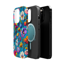 DistinctInk Tough Case for Apple iPhone, Compatible with MagSafe Charging - "Spring Blossoms: Vibrant, Minimalistic Floral Pattern"