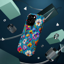DistinctInk Tough Case for Apple iPhone, Compatible with MagSafe Charging - "Spring Blossoms: Vibrant, Minimalistic Floral Pattern"