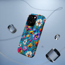 DistinctInk Tough Case for Apple iPhone, Compatible with MagSafe Charging - "Spring Blossoms: Vibrant, Minimalistic Floral Pattern"