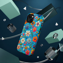 DistinctInk Tough Case for Apple iPhone, Compatible with MagSafe Charging - "Cartoon Flower Fiesta: A Vibrant Spring Pattern"