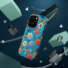 DistinctInk Tough Case for Apple iPhone, Compatible with MagSafe Charging - "Cartoon Flower Fiesta: A Vibrant Spring Pattern"