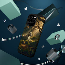 DistinctInk Tough Case for Apple iPhone, Compatible with MagSafe Charging - "Majestic Dream: A White Tiger Reclines in Enchanted Jungle"