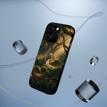 DistinctInk Tough Case for Apple iPhone, Compatible with MagSafe Charging - "Majestic Dream: A White Tiger Reclines in Enchanted Jungle"