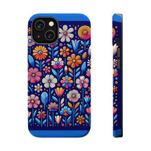 DistinctInk Tough Case for Apple iPhone, Compatible with MagSafe Charging - "Bright Blooms: Minimalistic Cartoon Flowers Pattern"