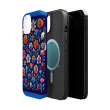 DistinctInk Tough Case for Apple iPhone, Compatible with MagSafe Charging - "Bright Blooms: Minimalistic Cartoon Flowers Pattern"
