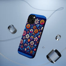 DistinctInk Tough Case for Apple iPhone, Compatible with MagSafe Charging - "Bright Blooms: Minimalistic Cartoon Flowers Pattern"