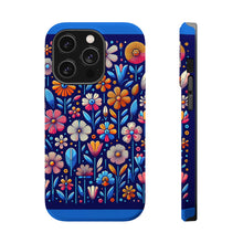 DistinctInk Tough Case for Apple iPhone, Compatible with MagSafe Charging - "Bright Blooms: Minimalistic Cartoon Flowers Pattern"