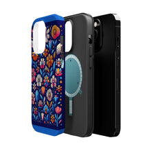 DistinctInk Tough Case for Apple iPhone, Compatible with MagSafe Charging - "Bright Blooms: Minimalistic Cartoon Flowers Pattern"