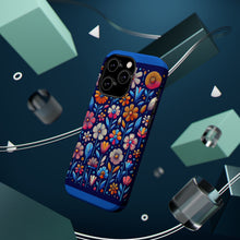 DistinctInk Tough Case for Apple iPhone, Compatible with MagSafe Charging - "Bright Blooms: Minimalistic Cartoon Flowers Pattern"