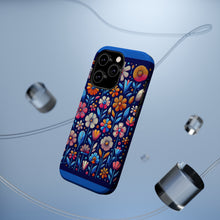 DistinctInk Tough Case for Apple iPhone, Compatible with MagSafe Charging - "Bright Blooms: Minimalistic Cartoon Flowers Pattern"