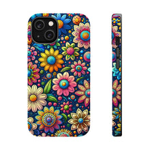 DistinctInk Tough Case for Apple iPhone, Compatible with MagSafe Charging - "Blooming Cartoon Delights: Lively Spring Flowers"