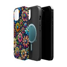 DistinctInk Tough Case for Apple iPhone, Compatible with MagSafe Charging - "Blooming Cartoon Delights: Lively Spring Flowers"