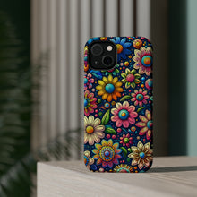 DistinctInk Tough Case for Apple iPhone, Compatible with MagSafe Charging - "Blooming Cartoon Delights: Lively Spring Flowers"