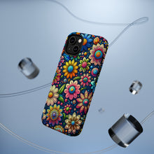 DistinctInk Tough Case for Apple iPhone, Compatible with MagSafe Charging - "Blooming Cartoon Delights: Lively Spring Flowers"