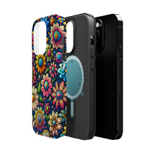 DistinctInk Tough Case for Apple iPhone, Compatible with MagSafe Charging - "Blooming Cartoon Delights: Lively Spring Flowers"