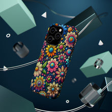 DistinctInk Tough Case for Apple iPhone, Compatible with MagSafe Charging - "Blooming Cartoon Delights: Lively Spring Flowers"
