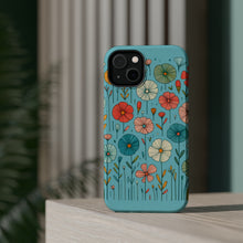 DistinctInk Tough Case for Apple iPhone, Compatible with MagSafe Charging - "Delicately Drawn Spring Blossoms: A Colorful Serenity"