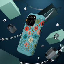 DistinctInk Tough Case for Apple iPhone, Compatible with MagSafe Charging - "Delicately Drawn Spring Blossoms: A Colorful Serenity"