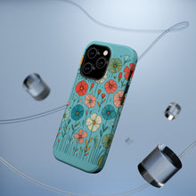 DistinctInk Tough Case for Apple iPhone, Compatible with MagSafe Charging - "Delicately Drawn Spring Blossoms: A Colorful Serenity"