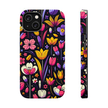 DistinctInk Tough Case for Apple iPhone, Compatible with MagSafe Charging - "Playful Blooms: Cartoon-Style Spring Garden Design"
