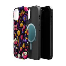 DistinctInk Tough Case for Apple iPhone, Compatible with MagSafe Charging - "Playful Blooms: Cartoon-Style Spring Garden Design"