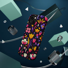 DistinctInk Tough Case for Apple iPhone, Compatible with MagSafe Charging - "Playful Blooms: Cartoon-Style Spring Garden Design"