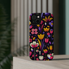 DistinctInk Tough Case for Apple iPhone, Compatible with MagSafe Charging - "Playful Blooms: Cartoon-Style Spring Garden Design"