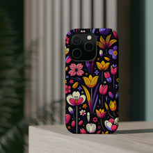 DistinctInk Tough Case for Apple iPhone, Compatible with MagSafe Charging - "Playful Blooms: Cartoon-Style Spring Garden Design"