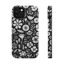 DistinctInk Tough Case for Apple iPhone, Compatible with MagSafe Charging - Whimsical Garden: Hand-drawn Cartoon Flowers