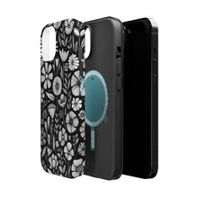 DistinctInk Tough Case for Apple iPhone, Compatible with MagSafe Charging - Whimsical Garden: Hand-drawn Cartoon Flowers