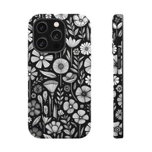 DistinctInk Tough Case for Apple iPhone, Compatible with MagSafe Charging - Whimsical Garden: Hand-drawn Cartoon Flowers
